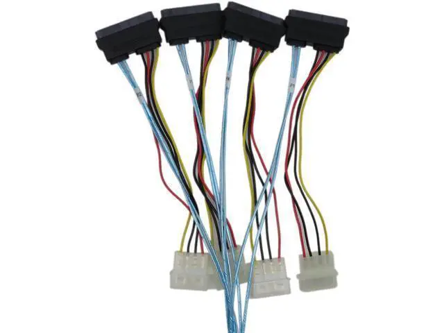 Alt view image 7 of 7 - SAS SATA CABLE Mini SAS 4x Mini SAS26P SFF-8088 to 4 SFF-8482 SAS29P SAS Power Cabe