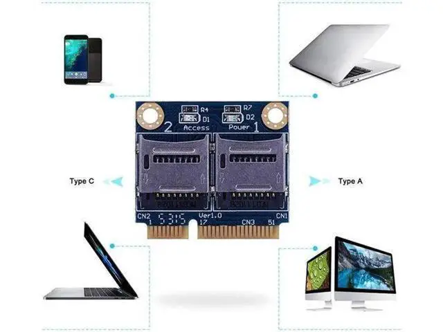 Alt view image 2 of 5 - Aomoproing Micro-Sd Tf To Mini Pci Express Memory Card Reader Adapter Converter Card for Laptop