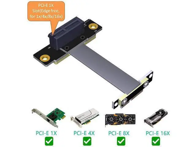 Alt view image 5 of 6 - High Quality PCI-e PCI Express 36Pin 1X Extension Cable (Dual Vertical 90 Degrees Direction)