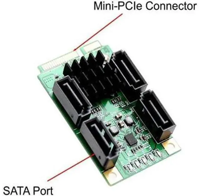 Alt view image 3 of 6 - Mini PCI-E SATA 4 Port SATA III 6G Mini PCI Express Marvel 88SE9215 Controller Card SATA3.0 Mini PCI Express SSD Adapter Card