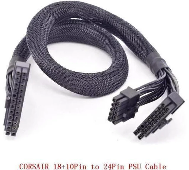 Alt view image 2 of 4 - 10+18Pin to 24Pin 20+4Pin ATX Power Supply Cable Mining Cable PSU Motherboard Braided Net for Corsair HX1200i HX1000i HX850i HX750i AXi Series AX1500i AX1200i AX860i AX760i RM1000 RM850 RM750
