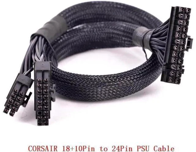 Main image of 10+18Pin to 24Pin 20+4Pin ATX Power Supply Cable Mining Cable PSU Motherboard Braided Net for Corsair HX1200i HX1000i HX850i HX750i AXi Series AX1500i AX1200i AX860i AX760i RM1000 RM850 RM750