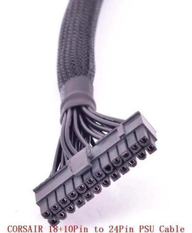 Alt view image 3 of 4 - 10+18Pin to 24Pin 20+4Pin ATX Power Supply Cable Mining Cable PSU Motherboard Braided Net for Corsair HX1200i HX1000i HX850i HX750i AXi Series AX1500i AX1200i AX860i AX760i RM1000 RM850 RM750