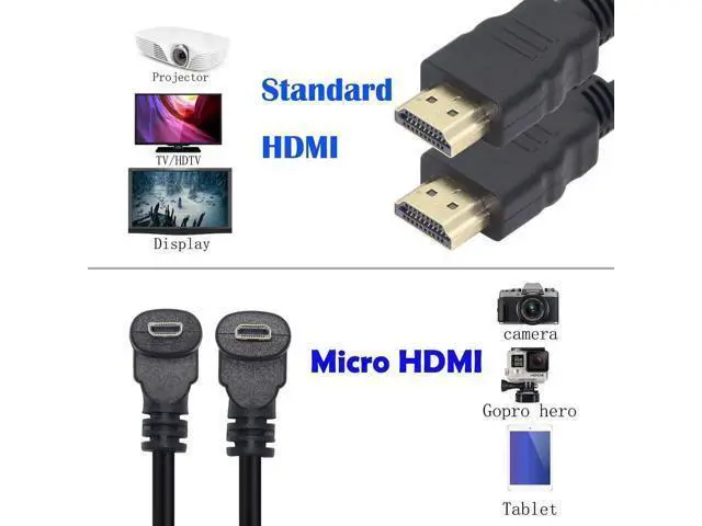 Alt view image 2 of 5 - AOMOPROING Micro HDMI Male to HDMI Male 50CM 90 Degree Angle Adapter (2Pack - Up & Down Angle) - Supports 3D, 4K, 1080P, Ethernet, Audio Return