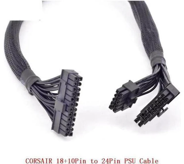 Alt view image 4 of 4 - 10+18Pin to 24Pin 20+4Pin ATX Power Supply Cable Mining Cable PSU Motherboard Braided Net for Corsair HX1200i HX1000i HX850i HX750i AXi Series AX1500i AX1200i AX860i AX760i RM1000 RM850 RM750