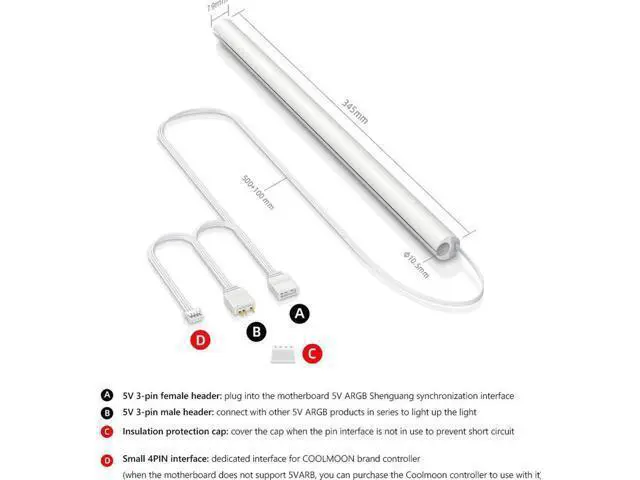 Alt view image 2 of 7 - Hose Pipe Aura Sync Luminous Sleeve Silicone Water Cooling Raditor Tube 5V 3PIN ARGB 4PIN Computer Case Decoration