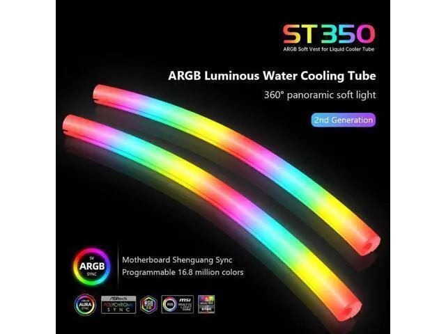 Alt view image 4 of 7 - Hose Pipe Aura Sync Luminous Sleeve Silicone Water Cooling Raditor Tube 5V 3PIN ARGB 4PIN Computer Case Decoration