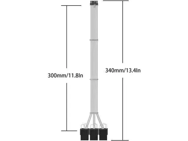 Alt view image 3 of 7 - 16Pin Cable,PCIE GPU Cables,Sleeved 12vhpwr PSU Extension Cable,Mini 12+4 Pin Connector for RTX 3090Ti,4070Ti 4080,4090 Graphics Card Power Supply 16AWG White & Black