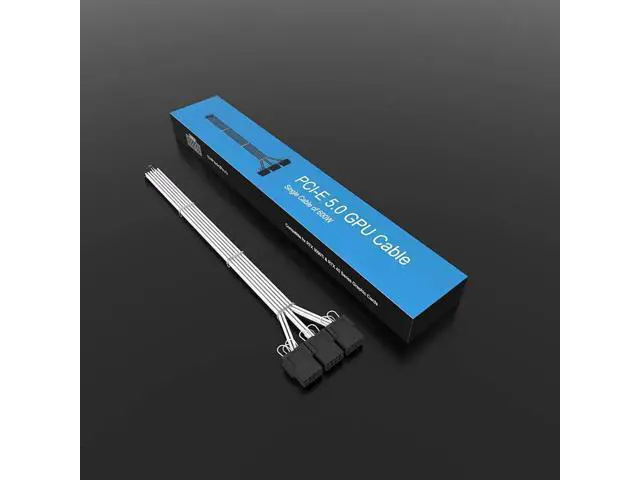 Alt view image 4 of 7 - 16Pin Cable,PCIE GPU Cables,Sleeved 12vhpwr PSU Extension Cable,Mini 12+4 Pin Connector for RTX 3090Ti,4070Ti 4080,4090 Graphics Card Power Supply 16AWG White & Black