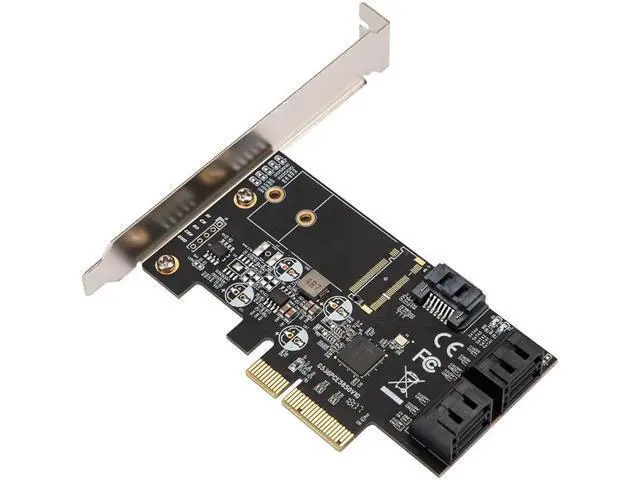 Alt view image 3 of 7 - PCIE to 5 Port SATA III 6g 5 ports controller card PCIe 3.0 x4 expansion card with Low Profile Bracket