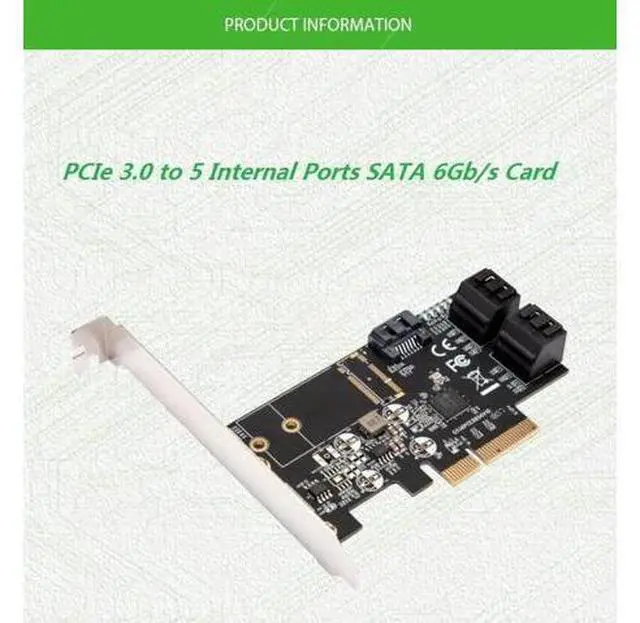 Alt view image 4 of 7 - PCIE to 5 Port SATA III 6g 5 ports controller card PCIe 3.0 x4 expansion card with Low Profile Bracket