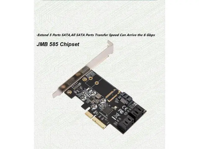 Alt view image 6 of 7 - PCIE to 5 Port SATA III 6g 5 ports controller card PCIe 3.0 x4 expansion card with Low Profile Bracket