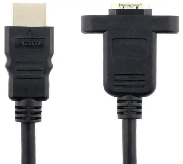 Alt view image 4 of 7 - HDMI Extension Cable High Speed HDMI Male to Female Extension Wire Cord HDMI Extender w/Screw Nut for Panel Mount - Gold Plated Plugs, Black (5FT)