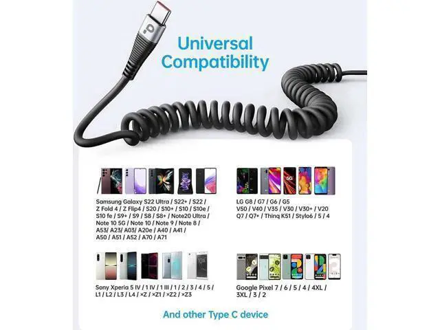 Alt view image 2 of 7 - Shop All Lelisten Products | Visit Fashion Technology Store FOLLOW USB C Cable Fast Charging, 2Pack 3ft Coiled USB A to Type C Charge Cord for Car, USB-C Charging Cable Compatible with Samsung Gala