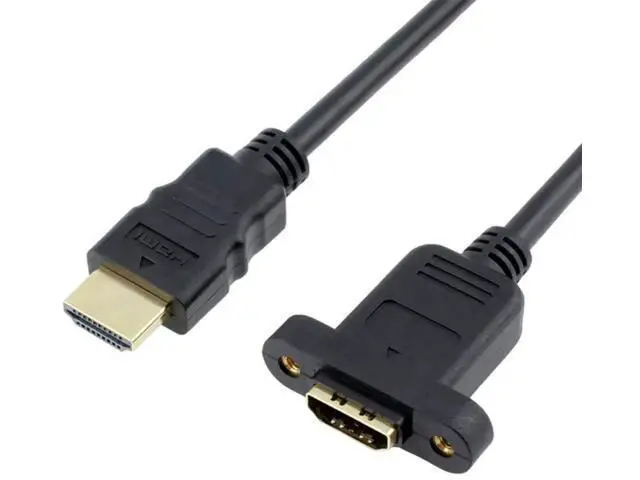Alt view image 3 of 7 - HDMI Extension Cable High Speed HDMI Male to Female Extension Wire Cord HDMI Extender w/Screw Nut for Panel Mount - Gold Plated Plugs, Black (5FT)