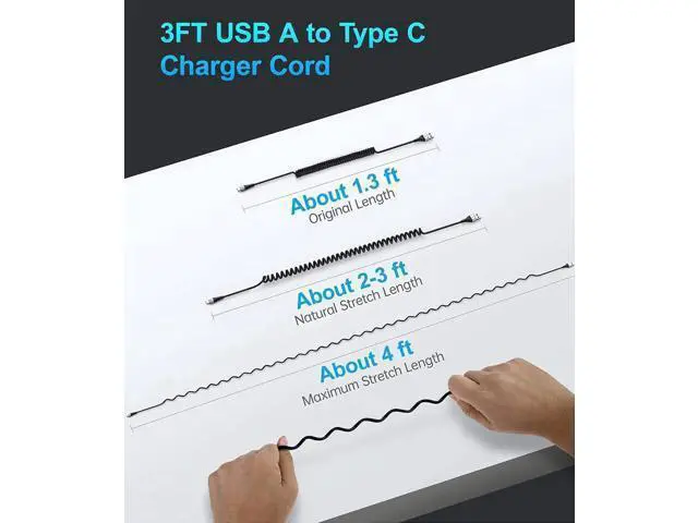Alt view image 3 of 7 - Shop All Lelisten Products | Visit Fashion Technology Store FOLLOW USB C Cable Fast Charging, 2Pack 3ft Coiled USB A to Type C Charge Cord for Car, USB-C Charging Cable Compatible with Samsung Gala