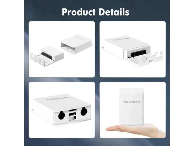 Alt view image 2 of 7 - Aomoproing Outdoor PoE Passthrough Switch - 1 In 3 Out Extender, IEEE802.3af/at Powered, 100Mbps Ethernet, Wall Mount Waterproof Plug and Play