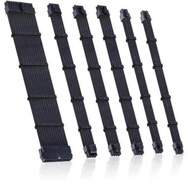 Main image of Clovertale Braided ATX Sleeved Cable Extension Kit for Power Supply Cable Kit, PSU Connectors, 24 Pin, 8 Pin, 6 Pin 4 + 4 Pin, 6 Pack, with Cable Comb 24 Pieces Set 24-Pin, 8-Pin, 6-Pin