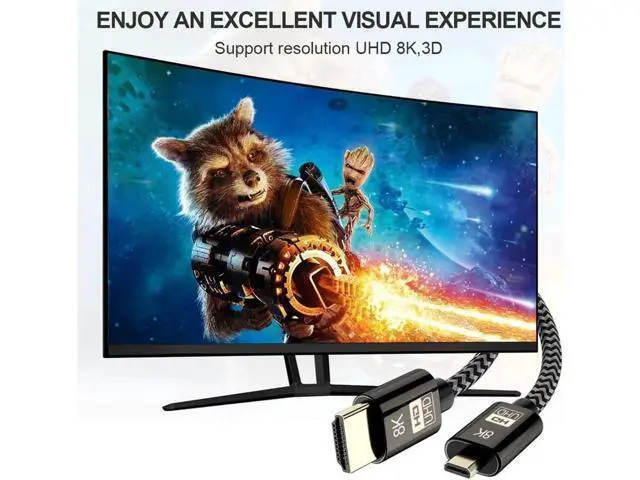 Alt view image 2 of 7 - AOMOPROING Micro HDMI to HDMI 2.1 8K Cable High Speed 8K@60Hz 4K@120Hz Male to Male Ultra HD HDR Adapter for Digital Cameras, camcorders, Tablets and Other Devices with Micro HDMI 1.5M
