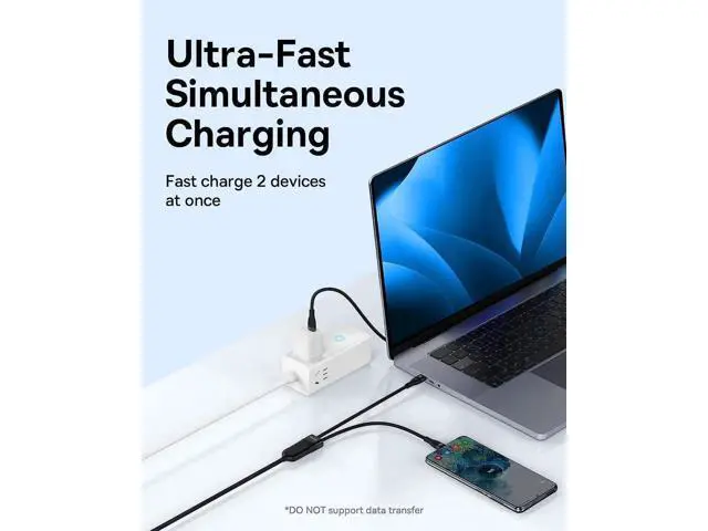 Alt view image 2 of 6 - USB C Cable 100W 4.9FT 5A Type C Charger Cable Fast Charging 2 in 1 Multi Charging Cable, Nylon Braided USB C to USB C Cable for AIR/Mini 6 MacBook Galaxy S22 21 S10 Note