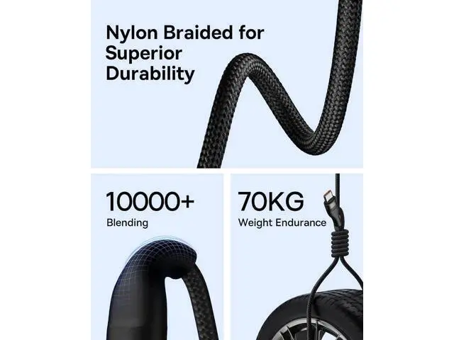 Alt view image 6 of 6 - USB C Cable 100W 4.9FT 5A Type C Charger Cable Fast Charging 2 in 1 Multi Charging Cable, Nylon Braided USB C to USB C Cable for AIR/Mini 6 MacBook Galaxy S22 21 S10 Note