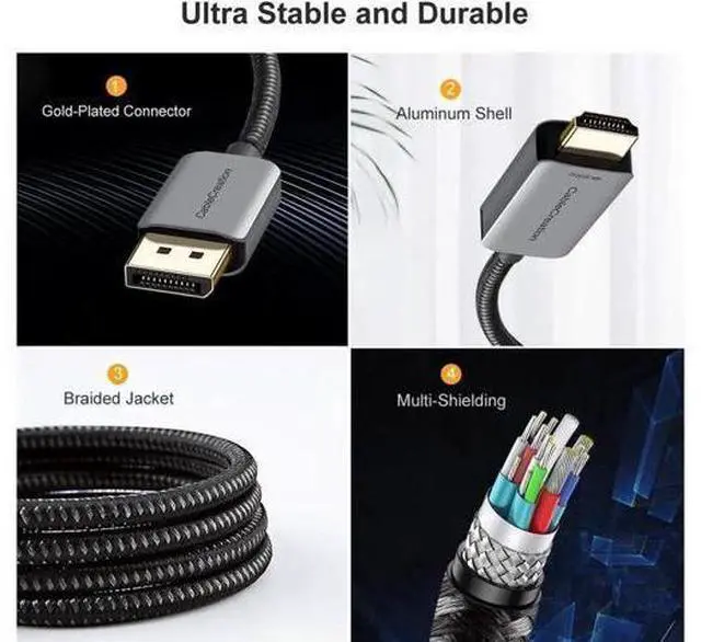 Alt view image 5 of 7 - AOMOPROINGActive DP to HDMI Cable HDR 4K@60Hz 2K@144Hz 1080P@144Hz CableCreation 8FT Unidirectional DisplayPort to HDMI Monitor Cable DP 1.4 to HDMI 2.0 Braided Support Eyefinity Multi-Display Alumium
