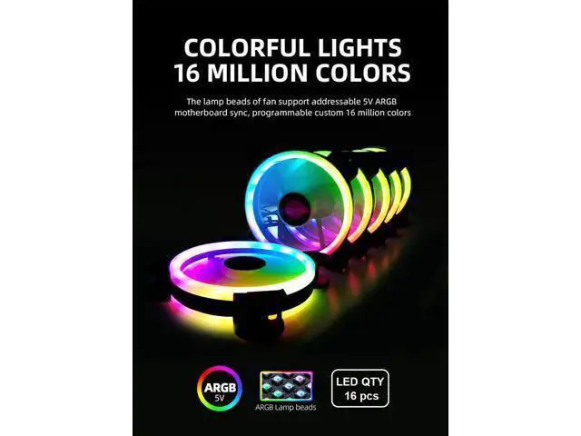 Alt view image 2 of 7 - 12cm RGB Series Case Fan, Wireless RGB LED 120mm Fan,Quiet Edition High Airflow Adjustable Color LED Case Fan For PC Cases