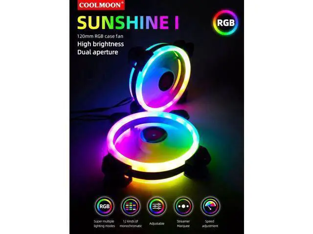 Alt view image 5 of 7 - 12cm RGB Series Case Fan, Wireless RGB LED 120mm Fan,Quiet Edition High Airflow Adjustable Color LED Case Fan For PC Cases