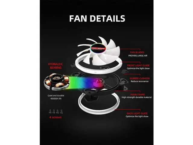 Alt view image 6 of 7 - 12cm RGB Series Case Fan, Wireless RGB LED 120mm Fan,Quiet Edition High Airflow Adjustable Color LED Case Fan For PC Cases