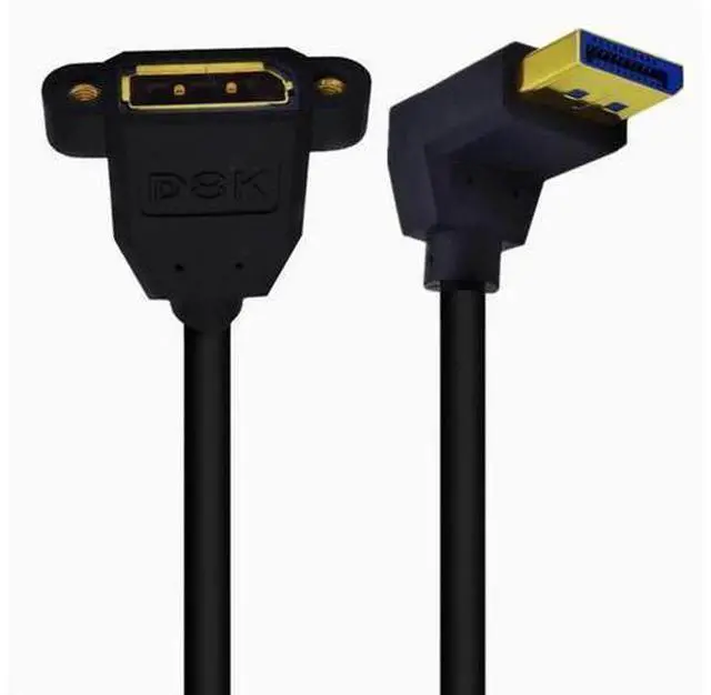 Alt view image 4 of 5 - 8K DP right Angle elbow male to female with double hole lockable displayport HD adapter cable version 1.4