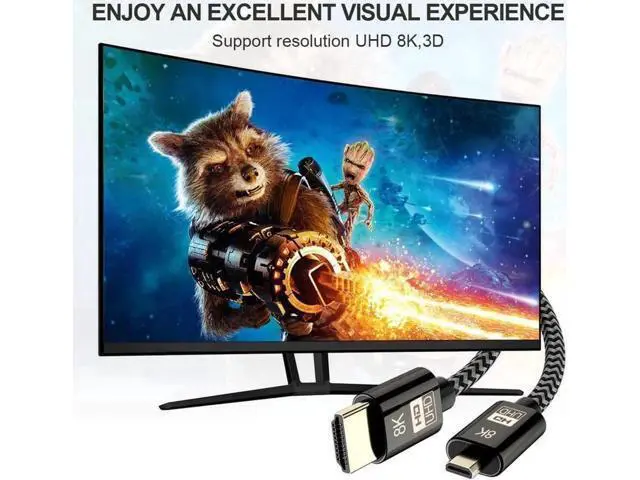Alt view image 2 of 7 - Micro HDMI to HDMI 2.1 8K Cable High Speed 8K@60Hz 4K@120Hz Male to Male Ultra HD HDR Adapter for Digital Cameras, camcorders, Tablets and Other Devices with Micro HDMI 1.5M