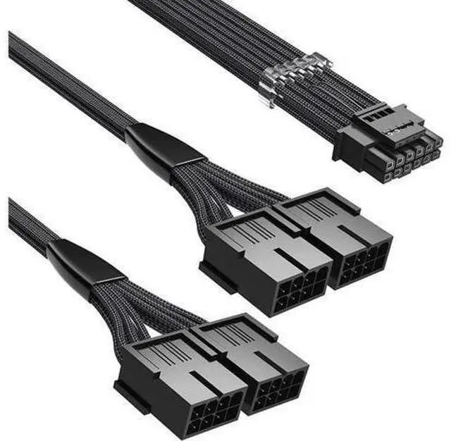 Main image of PCI-e 5.0 Extension Cable, RTX 4090 4080 16Pin(12+4) Male to 4x8Pin Female 12VHPWR Cable PCIE GPU Power Sleeved Extender Cord Compatible for GeForce RTX 4090/4080/4070Ti/3090Ti (14inch, Black)