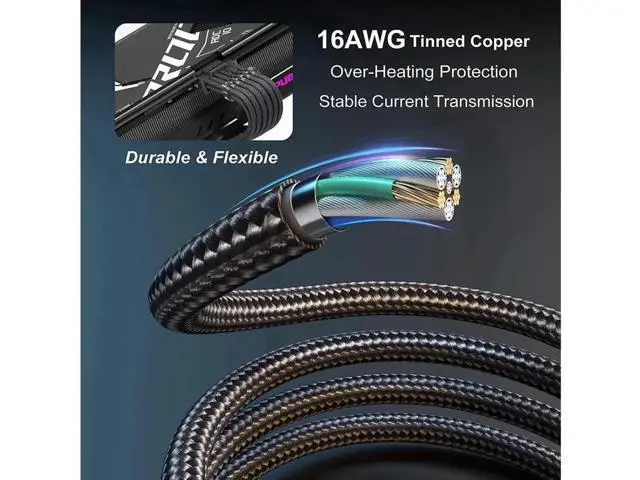 Alt view image 6 of 7 - PCI-e 5.0 Extension Cable, RTX 4090 4080 16Pin(12+4) Male to 4x8Pin Female 12VHPWR Cable PCIE GPU Power Sleeved Extender Cord Compatible for GeForce RTX 4090/4080/4070Ti/3090Ti (14inch, Black)