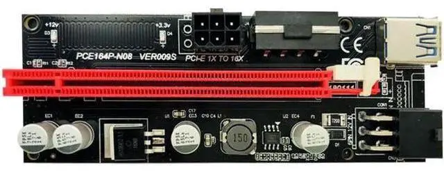 Alt view image 5 of 6 - 6Pcs Ver009S Usb 3.0 Pci-E Riser Ver 009S Express 1X 4X 8X 16X Extender Riser Adapter Card Sata 15Pin to 6 Pin Power Cable