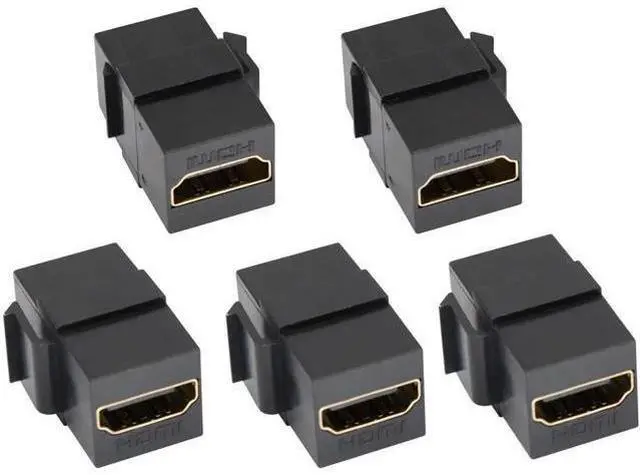 Main image of HDMI Keystone Coupler, Gold Plated HDMI Keystone Jack Insert Female to Female 3D 4K Coupler Adapter for Wall Plate (Black/5 Pack)