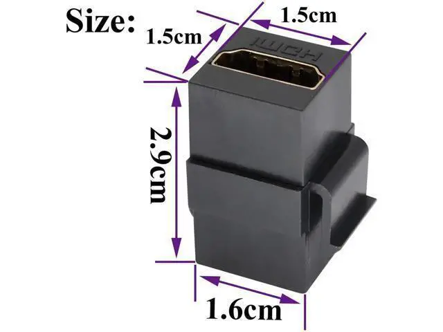 Alt view image 4 of 7 - HDMI Keystone Coupler, Gold Plated HDMI Keystone Jack Insert Female to Female 3D 4K Coupler Adapter for Wall Plate (Black/5 Pack)