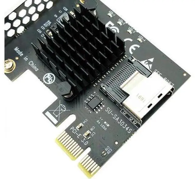 Alt view image 3 of 7 - Chi a Mining PCIe to Mini SAS 8087 4 Port SATA 3 6G SSD Adapter PCI-e PCI Express X1 Controller Expansion Card