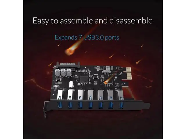 Alt view image 5 of 7 - 7 Port USB3.0 PCI-E Express Card Sata to 15 Pin High Speed Extender Adapter Card Power Connector