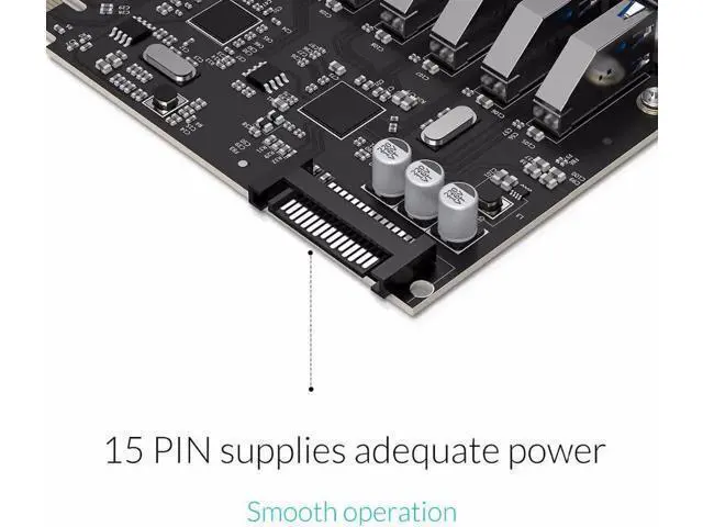 Alt view image 6 of 7 - 7 Port USB3.0 PCI-E Express Card Sata to 15 Pin High Speed Extender Adapter Card Power Connector
