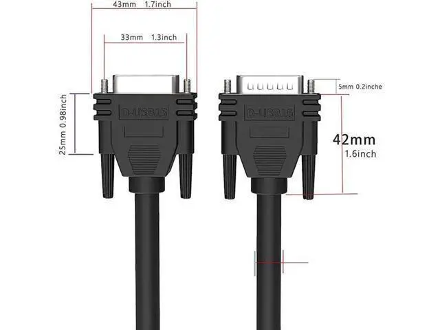 Alt view image 6 of 6 - Db15 Male To Female Extension Cable 5Ft Cord Black 26Awg Tinned Copper Wire Core D-Sub 15Pin Shielded Cable Soliconnector (5Feet /1.5M, Male To Female)