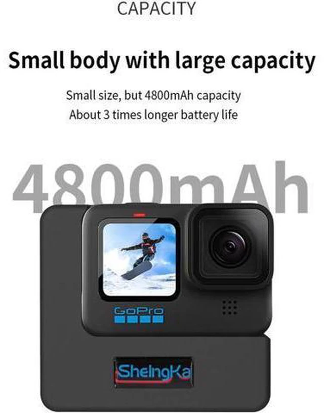 Alt view image 5 of 14 - Extended Battery for GoPro Hero 9 / GoPro 10 Black Extra Battery with Shockproof Protective Frame Housing Case Cover Shell with Side Power Bank