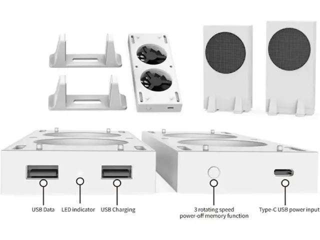 Alt view image 5 of 7 - Vertical Cooling Fans Stand for Xbox Series S Console Smart Xbox Series S Cooler Fan Temperature Controlled 3 Levels Adjustable Speed with Type-C Power Input