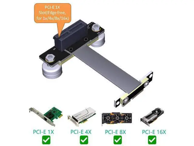 Alt view image 2 of 6 - PCI-e PCI Express 36PIN 1X Extension Cable (Dual Vertical 90 Degrees Direction) with Magnetic Foot