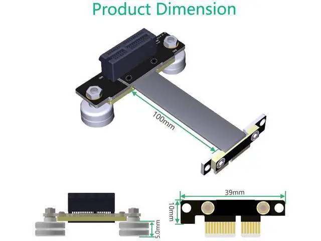 Alt view image 5 of 6 - PCI-e PCI Express 36PIN 1X Extension Cable (Dual Vertical 90 Degrees Direction) with Magnetic Foot