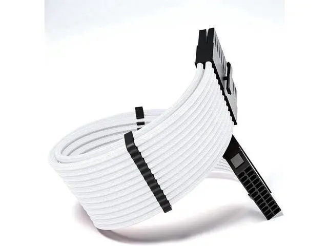Alt view image 3 of 7 - Sleeved Cable, White Power Supply Cable Extension Kit, 24PIN ATX, 4+4 PIN EPS, Dual 6+2 PIN PCIE, 6 PIN PCI-E