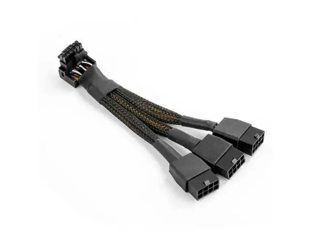 Alt view image 2 of 6 - Aomoproing 16Pin GPU Cable to 3X 8Pin Pcie - 16AWG PCIE 5.0 12VHPWR 600W 90 Degree Right Angle 16 Pin 12+4Pin Power Supply Adapter for RTX 4090 4080 3090TI 4070Ti Graphics Card (Type B)