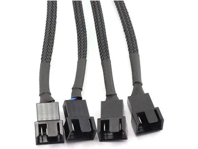 Alt view image 5 of 5 - PWM Fan Splitter Cable 4 Pin Black Sleeved Case Fan Splitter Cable 1 to 4 Converter Braided Y Splitter Computer PC Fan Extension Power Cable 105 Inches 2 Pack