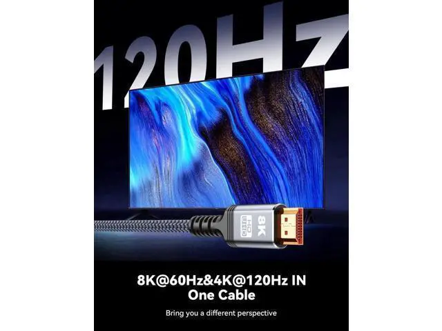 Alt view image 3 of 7 - AOMOPROING 8K 10K 4K Long HDMI Cable 48Gbps 16FT/5M, Certified Ultra High Speed HDMI Cable Braided Cord-4K@120Hz 8K@60Hz, DTS:X, HDCP 2.2 & 2.3, HDR 10 Compatible with Roku TV/PS5/HDTV/Blu-ray