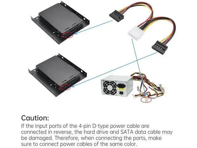 Alt view image 2 of 7 - Aomoproing 2 Pack Double-Deck SSD Mounting Bracket SSD Adapter 2.5" to 3.5" Hard Drive with SATA Cable and Power Splitter Cable Metal SSD HDD Holder Compatible with 2.5 to 3.5 Drive Bay