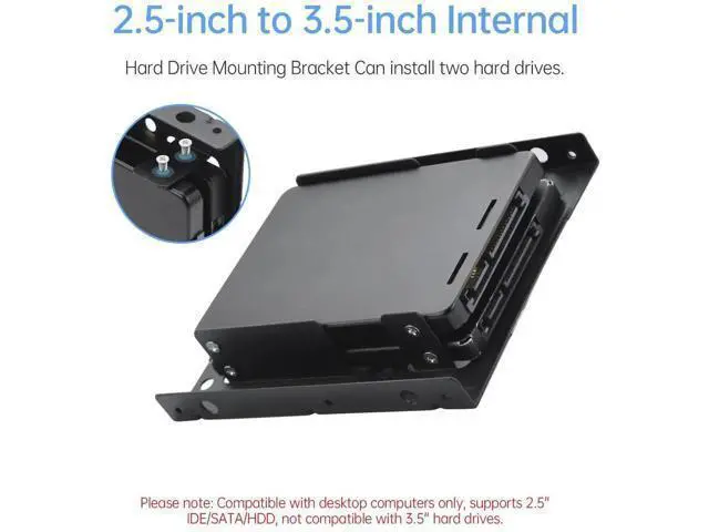Alt view image 5 of 7 - Aomoproing 2 Pack Double-Deck SSD Mounting Bracket SSD Adapter 2.5" to 3.5" Hard Drive with SATA Cable and Power Splitter Cable Metal SSD HDD Holder Compatible with 2.5 to 3.5 Drive Bay